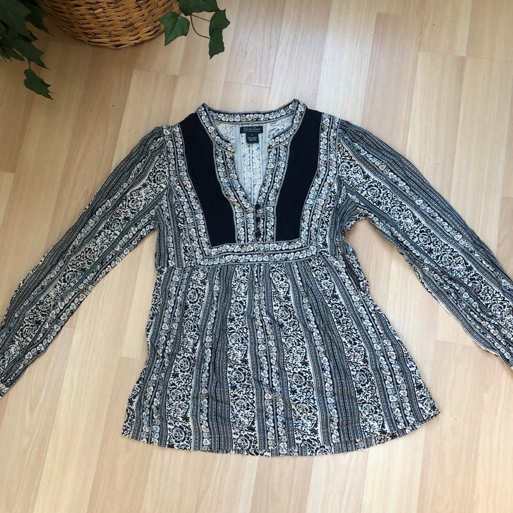 🌻 3/25 Item Lucky Brand Long-sleeve Boho Tunic - Picture 3 of 7